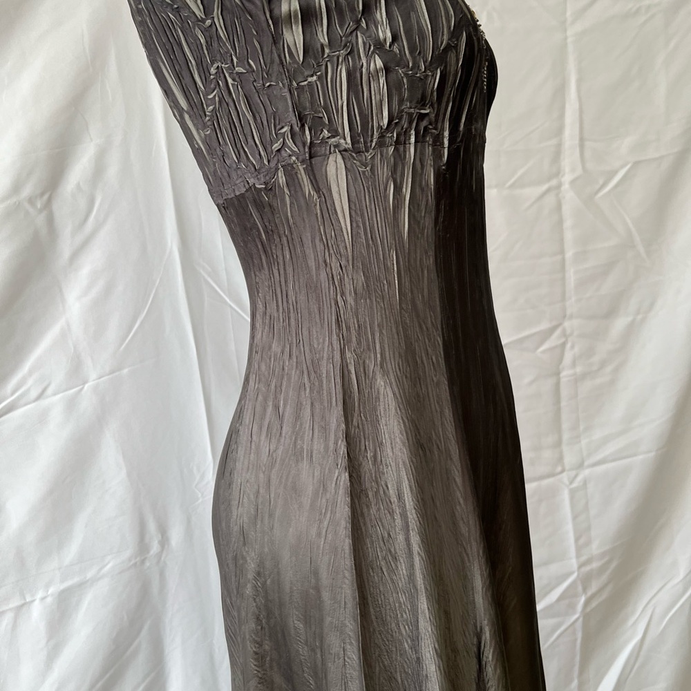 Komarov Charmeusse chiffon jewel embellished crinkle maxi dress in gray - Picture 6 of 7